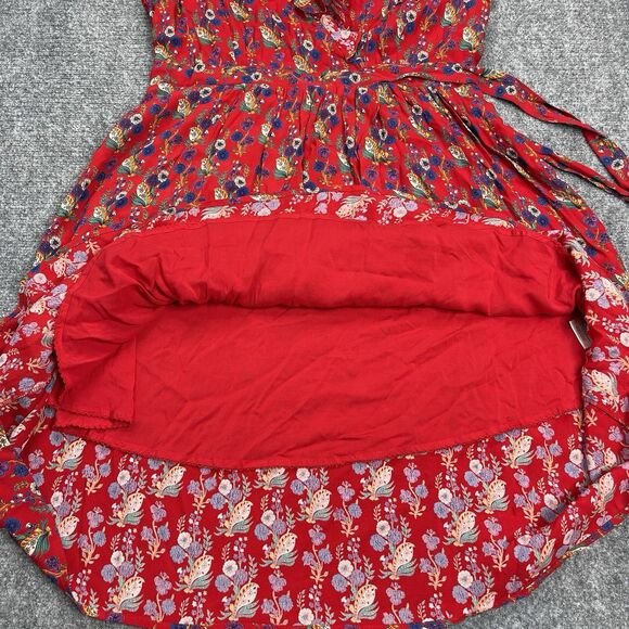 Anthropologie Maeve Rosalia Wrap Dress Size 12 Red Ruffled Floral NEW W Tags - Picture 11 of 16